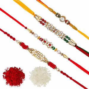 Thread EVRKHI4 Assorted Chawal Roli Pack Rakhi