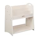 ECR4Kids 3-Shelf Floor Book Display with Handles and Storage, 30in, Kids Bookshelf, White Wash