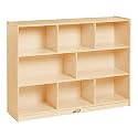 ECR4Kids 8-Compartment Mobile Storage Cabinet, Elementary, Classroom Furniture, Natural