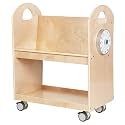 ECR4Kids Mobile Book Cart with Countdown Timer and Storage, Children's Furniture, Natural