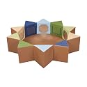 ECR4Kids SoftZone Wall of Mirrors Activity Center and Play Mat, Sensory Toy, Earthtone, 3-Piece.
