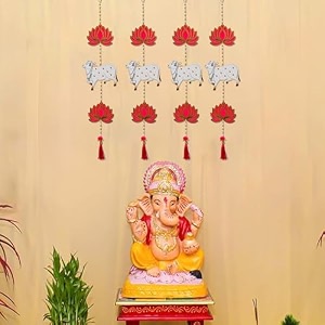 ecraftindia lotus cow beads tassel decorative hanging for diwali ganesh chaturthi navratri decoration floral wall hangings for home temple main door entrancediwali decoration items pack of 4