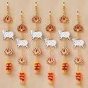 eCraftIndia Artificial Marigold Flowers Hangings with Bangles Ringing Bells (6, Cow Flowers Wall Hangings)