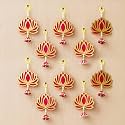 eCraftIndia Artificial Marigold Flowers Hangings with Bangles Ringing Bells (10, Lotus with Jhumki Style)