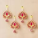 eCraftIndia Artificial Marigold Flowers Hangings with Bangles Ringing Bells (4, Lotus with Jhumki Style)