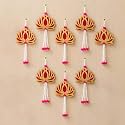 eCraftIndia Artificial Marigold Flowers Hangings with Bangles Ringing Bells (8, Goden Floral Lotus Wall Hangings)