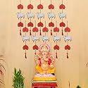 eCraftIndia Lotus, Cow, Beads, Tassel Decorative Hanging for Diwali Ganesh Chaturthi Navratri Decoration| Floral Wall Hangings for Home Temple Main Door Entrance|Diwali Decoration Items| Pack of 10