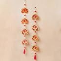 eCraftIndia Artificial Marigold Flowers Hangings with Bangles Ringing Bells (2, Pink Lotus Flowers Wall Hanging)