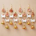 eCraftIndia Lotus Cow Bell Decorative Wall Hangings for Diwali Decoration (Pack of 8)- Floral Wall Decor Lotus Wall Hangings for Home Temple Main Door- Diwali Decoration Items for Home Decor