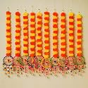 eCraftIndia Artificial Marigold Flowers Hangings with Bangles Ringing Bells (Pack of 10) | Artificial Flowers for Home Decoration | Wedding, Ganpati, Navratri Diwali Decoration Items