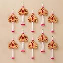 eCraftIndia Artificial Marigold Flowers Hangings with Bangles Ringing Bells (10, Goden Floral Lotus Wall Hangings)