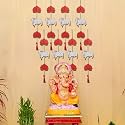 eCraftIndia Lotus, Cow, Beads, Tassel Decorative Hanging for Diwali Ganesh Chaturthi Navratri Decoration| Floral Wall Hangings for Home Temple Main Door Entrance|Diwali Decoration Items| Pack of 8