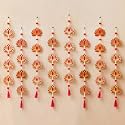 eCraftIndia Artificial Marigold Flowers Hangings with Bangles Ringing Bells (8, Pink Lotus Flowers Wall Hanging)