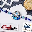 eCraftIndia Blue Designer Peacock Rakhi for Brother With Gift Combo Set Hamper | Raksha Bandhan Rakhi for Bhai Bhaiya | Best Bro Ever Fridge Magnet | Roli Chawal Pack