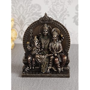 ecraftindia bronze resin shiv parivar statue sitting on singhasan  shiv parivar murti for home puja  shiv parivar idol gift for diwali housewarming maha shivratri birthday ganesh chaturthi