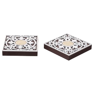 ecraftindia brown amp white decorative tea light candle holders diya stands  tea light holders  christmas diwali decoration items for home decor  set of 6