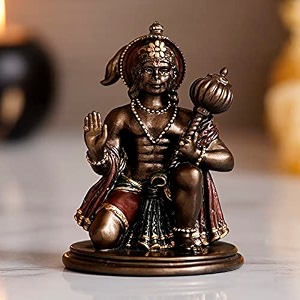 ecraftindia resin hanuman statue with mace  hanuman ji murti for home temple mandir blessing lord hanuman idol for car dashboard home office  hanuman murti gift for diwali hanuman jayanti ram navami