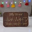 eCraftIndia Brown My Heart Beats Only for You Wooden Showpiece | Valentine Gift for Girlfriend Boyfriend Husband Wife | Valentine Day Gift | Valentine Day Decoration Item