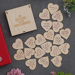 ecraftindia brown wooden 20 reasons why i love you printed on little hearts valentine gift boxvalentine gift for girlfriend boyfriend wifevalentine day giftsvalentine day decoration items
