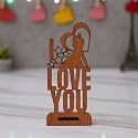 eCraftIndia Brown Wooden Romantic Kissing Couple with I Love You Decorative Showpiece - Valentine Gift for Girlfriend Boyfriend Husband Wife - Valentine Day Gifts - Valentine Day Decoration Items