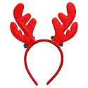 eCraftIndia Christmas Headband Glitter Reindeer Antlers Design Hair Band(Red Golden) Hair Accessories for Xmas Party| Gift for Children Girls| Decorations Items