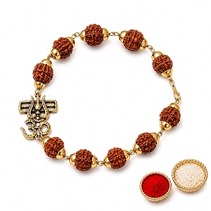ecraftindia rudraksha with 925 sterling silver rakhi for brother bhaiya bhai  roli chawal pack  raksha bandhan bracelet rakhi hamper  chandi ki rakhis