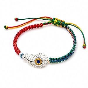 ecraftindia morpankh peacock feather krishna 925 sterling silver rakhi for brother bhaiya bhai  roli chawal pack  raksha bandhan bracelet rakhi hamper  chandi ki rakhis