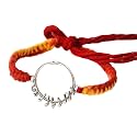 eCraftIndia Designer Pearls Rakhi with Roli Chawal Pack and Raksha Bandhan Greeting Card