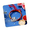 eCraftIndia Peacock Feather Om Designer 925 Sterling Silver Rakhi for Brother with Roli Chawal Pack | Raksha Bandhan Rakhi for Bhai, Bhaiya
