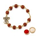 eCraftIndia Rudraksha with 925 Sterling Silver Rakhi for Brother Bhaiya Bhai | Roli Chawal Pack | Raksha Bandhan Bracelet Rakhi Hamper | Chandi Ki Rakhis