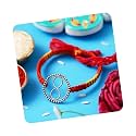 eCraftIndia Round Shaped Infinity 925 Sterling Silver Rakhi for Brother with Roli Chawal Pack