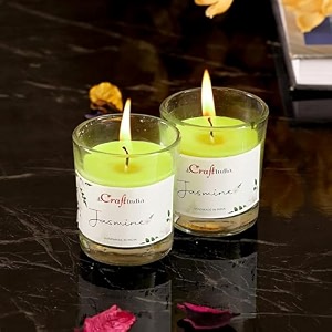 ecraftindia glass vanilla scented candles for home decor - candles for diwali christmas birthday valentine39s day jasmine
