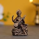 eCraftIndia Bronze Resin Goddess Saraswati Idol Playing Veena| Saraswati Murti for Home Temple Pooja Room School Library| Saraswati Statue Hindu Goddess of Knowledge Music Art Wisdom Learning