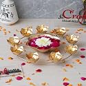 eCraftIndia Golden Metal Handcrafted 9 Lotus Shape Decorative Urli Bowl for Floating Flowers - Christmas, Wedding, Diwali Festival Decoration Item for Home, Office