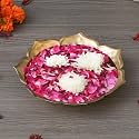 eCraftIndia Golden Metal Handcrafted Decorative Lotus Urli Bowl for Home Decor - Urli for Floating Flowers - Diwali Decoration Items for Home Decor - Housewarming, Diwali Gift.
