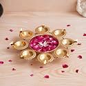 eCraftIndia Golden Metal Handcrafted Decorative Urli - Urli Bowl for Home Decor - for Floating Flowers - Diwali Decoration Items Home Decor - Housewarming, Diwali Gift