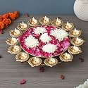 eCraftIndia Golden Metal Handcrafted Decorative Urli - Urli Bowl for Home Decor - Urli for Floating Flowers - Diwali Decoration Items for Home Decor - Housewarming, Diwali Gift