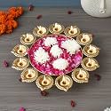 eCraftIndia Golden Metal Handcrafted Flower Decorative Urli - Urli Bowl for Home Decor - Urli for Floating Flowers - Diwali Decoration Items for Home Décor.