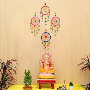 ecraftindia gota patti bangle amp bells decorative wall door hangings latkan toran for main door entrance pooja room - wedding ganpati navratri diwali decoration items for home dcor- pack of 4
