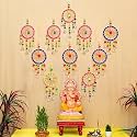 eCraftIndia Gota Patti Bangle &amp; Bells Decorative Wall Door Hangings Latkan Toran for Main Door Entrance, Pooja Room| Wedding Ganpati Navratri Diwali Decoration Items for Home Decor (Pack of 10)