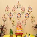 eCraftIndia Gota Patti Bangle &amp; Bells Decorative Wall Door Hangings Latkan Toran for Main Door Entrance, Pooja Room| Wedding Ganpati Navratri Diwali Decoration Items for Home Decor (Pack of 12)