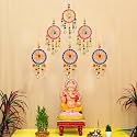 eCraftIndia Gota Patti Bangle & Bells Decorative Wall Door Hangings Latkan Toran for Main Door Entrance, Pooja Room - Wedding, Ganpati Navratri Diwali Decoration Items for Home Decor -(Pack of 6)