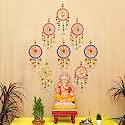 eCraftIndia Gota Patti Bangle &amp; Bells Decorative Wall Door Hangings Latkan Toran for Main Door Entrance, Pooja Room | Wedding Ganpati Navratri Diwali Decoration Items for Home Decor (Pack of 8)