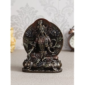 ecraftindia handcrafted polyresin bronze finish goddess tara statue beautiful religious idol for home pooja room living room - ideal gift for spiritual individuals