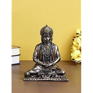 ecraftindia handcrafted polyresin bronze finish meditating lord hanuman statue god idol perfect hanuman jayanti gift for home decor and spiritual spaces - ideal for hindu devotees 165 x 145cm