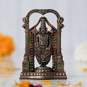 ecraftindia handcrafted resin bronze tirupati balaji idol  god venkateswara statue for home temple pooja room car dashboard office decor  spiritual gift for wedding anniversary diwali