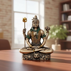ecraftindia brown resin meditating lord shiva statue  lord shiva idol for home decor pooja room office car dashboard  shiv murti  shiv idol gift for diwali housewarming maha shivratri birthday