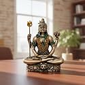 eCraftIndia Brown Resin Meditating Lord Shiva Statue | Lord Shiva Idol for Home Decor Pooja Room Office Car Dashboard | Shiv Murti | Shiv Idol Gift for Diwali Housewarming Maha Shivratri Birthday