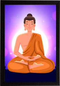 ecraftindia meditating lord buddha satin matt texture uv art ink 20 inch x 14 inch painting