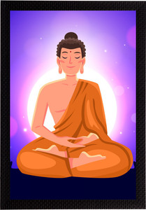 ecraftindia meditating lord buddha satin matt texture uv art ink 14 inch x 10 inch painting
